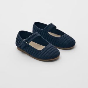 Zara Quilted Blue Flats